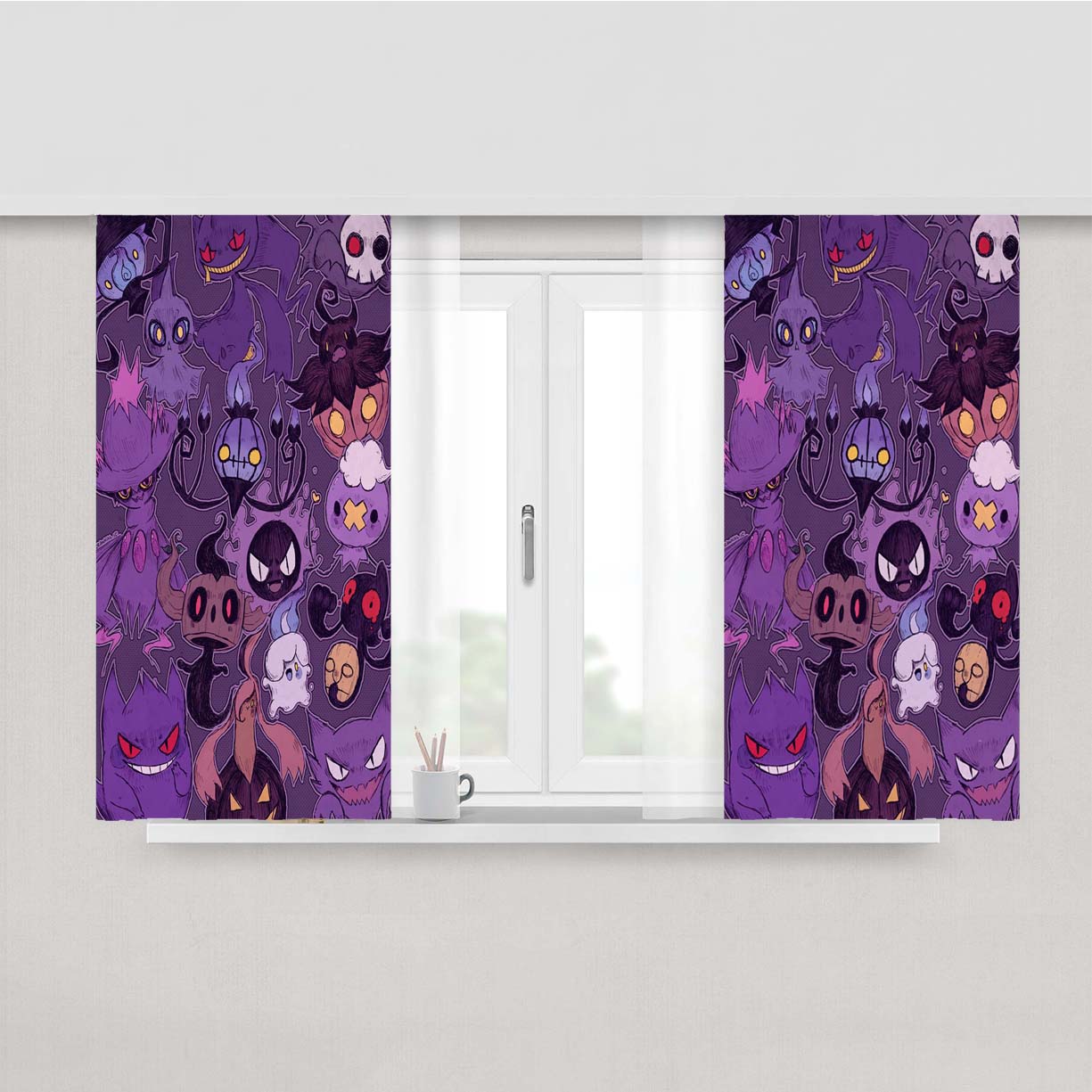 Pokemon Halloween Peach Skin Window Curtains