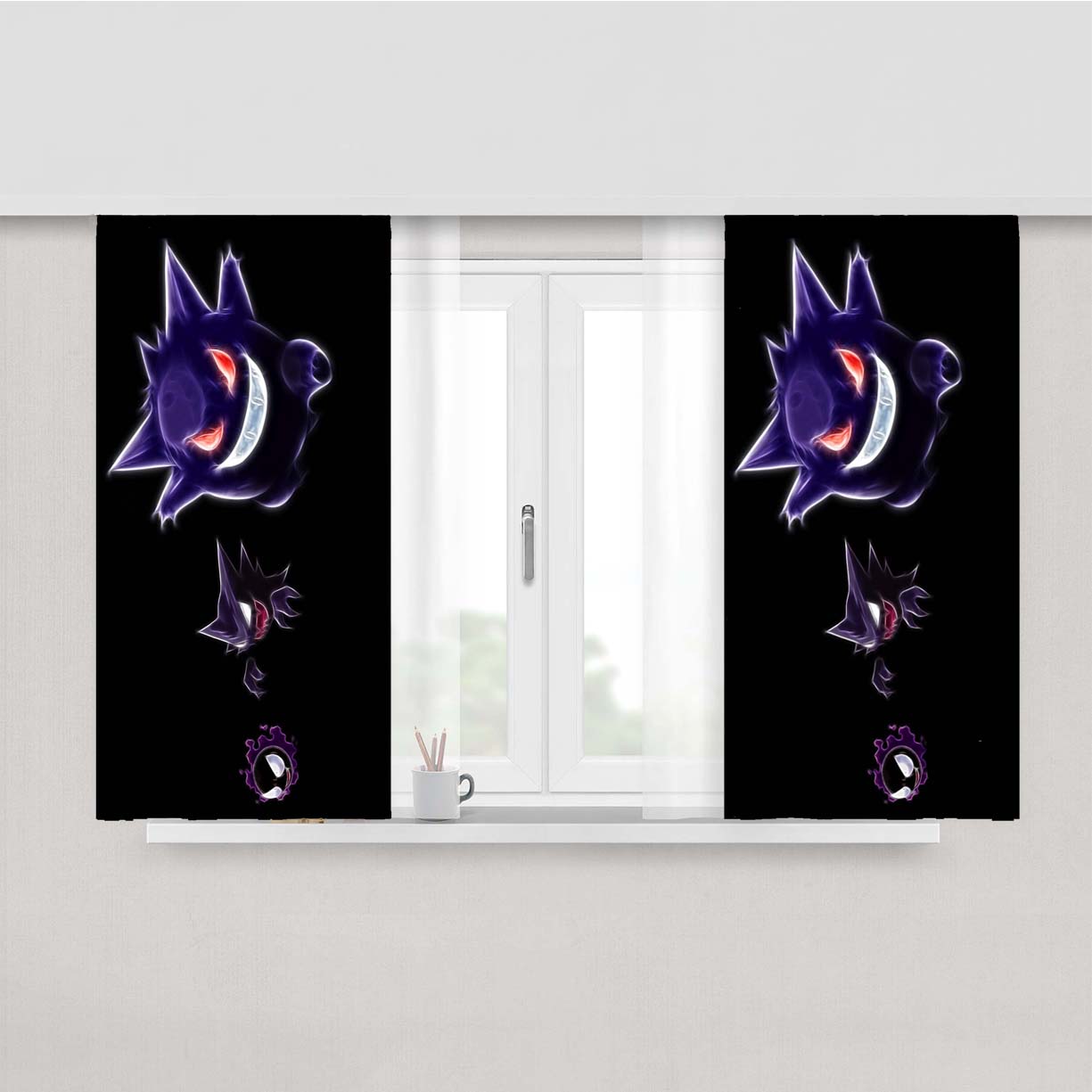 Pokemon Haunter Evolution Peach Skin Window Curtains