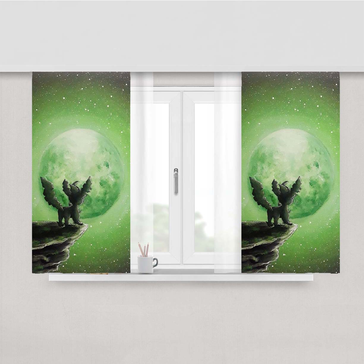 Pokemon Leafeon Under The Moon Art Peach Skin Window Curtains