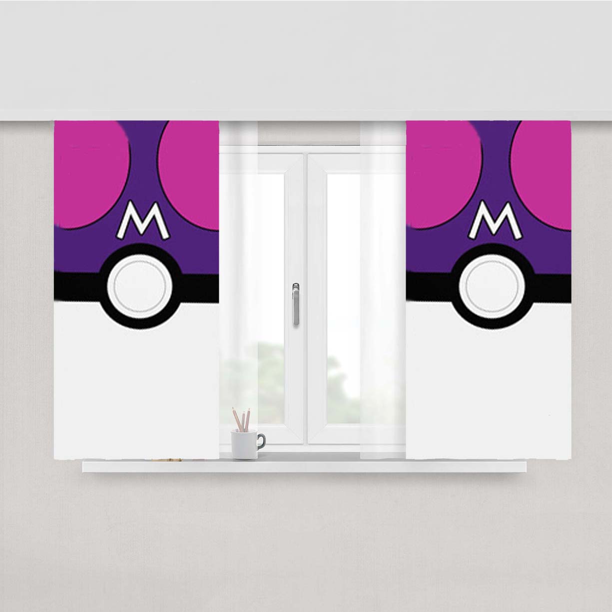 Pokemon Masterball Pokeball Peach Skin Window Curtains