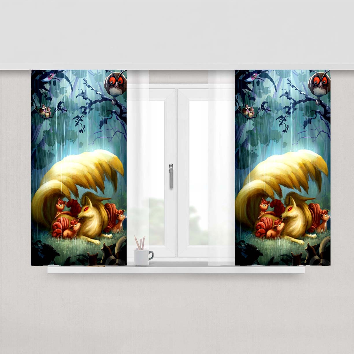 Pokemon Ninetales Peach Skin Window Curtains