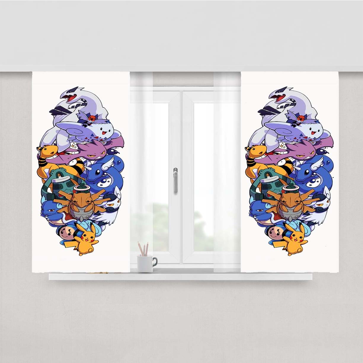 Pokemon Pikachu Friends Peach Skin Window Curtains