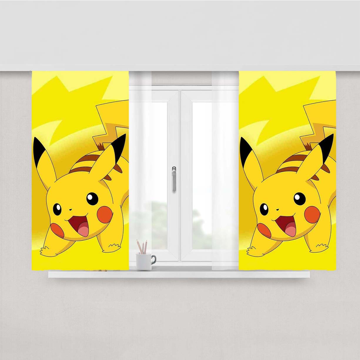 Pokemon Pikachu Happy Peach Skin Window Curtains