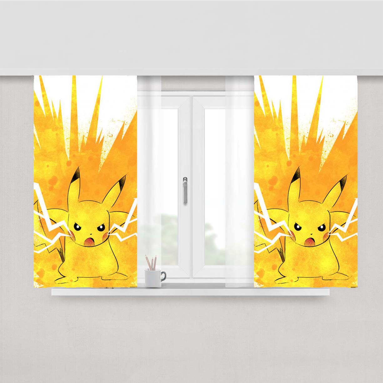 Pokemon Pikachu Thunder Peach Skin Window Curtains