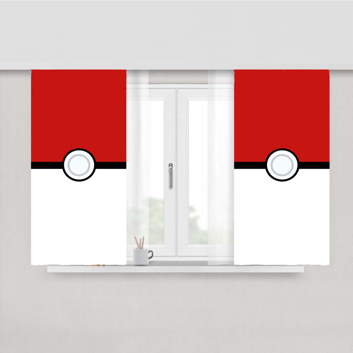 Pokemon Pokeball Peach Skin Window Curtains