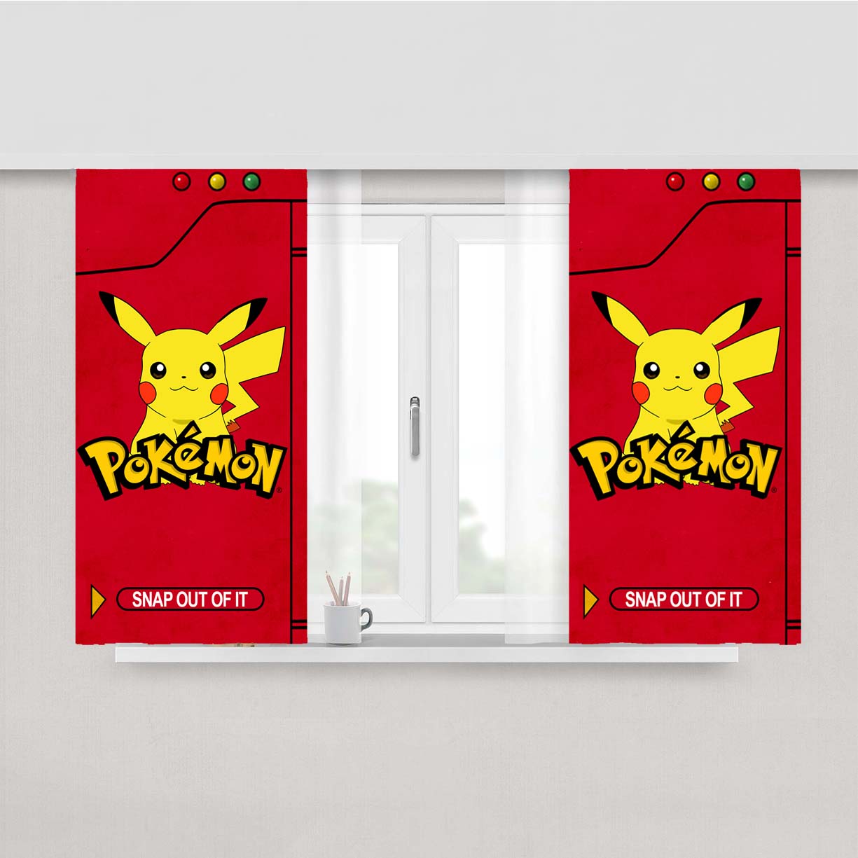 Pokemon Pokedex Pikacu Peach Skin Window Curtains