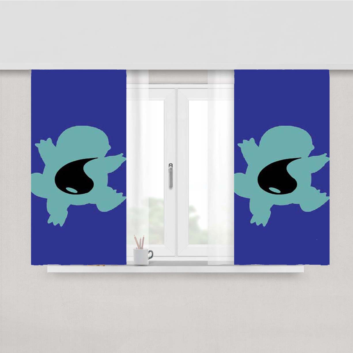 Pokemon Squirtle Silhouette Peach Skin Window Curtains