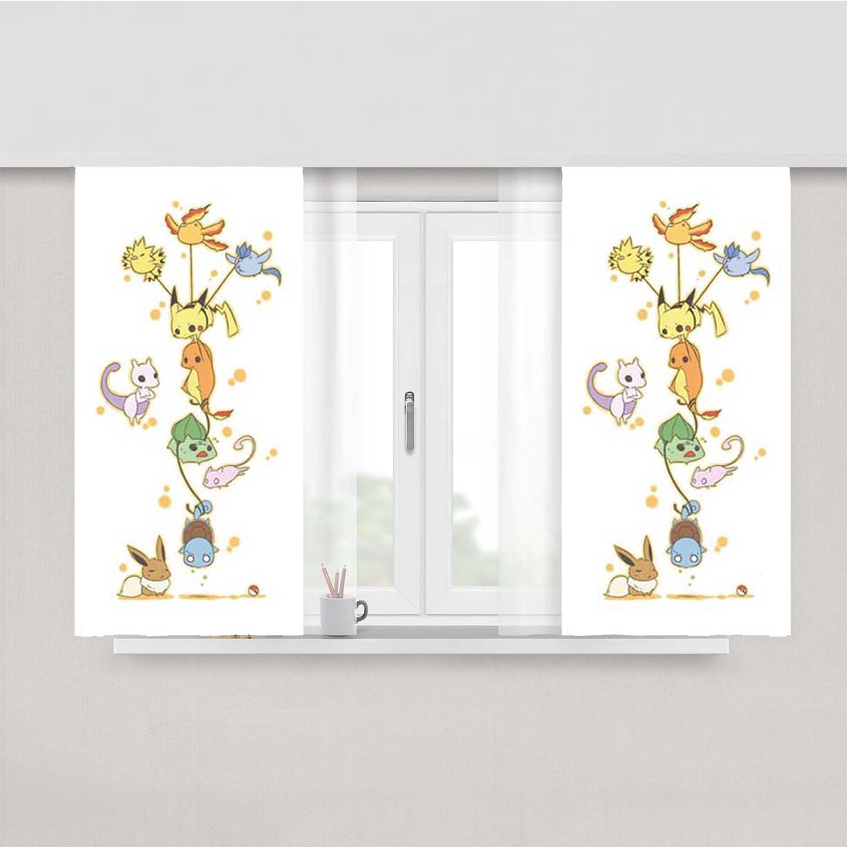 Pokemon Stack Peach Skin Window Curtains