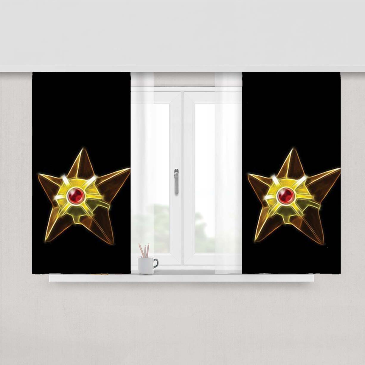 Pokemon Staryu Glow Peach Skin Window Curtains