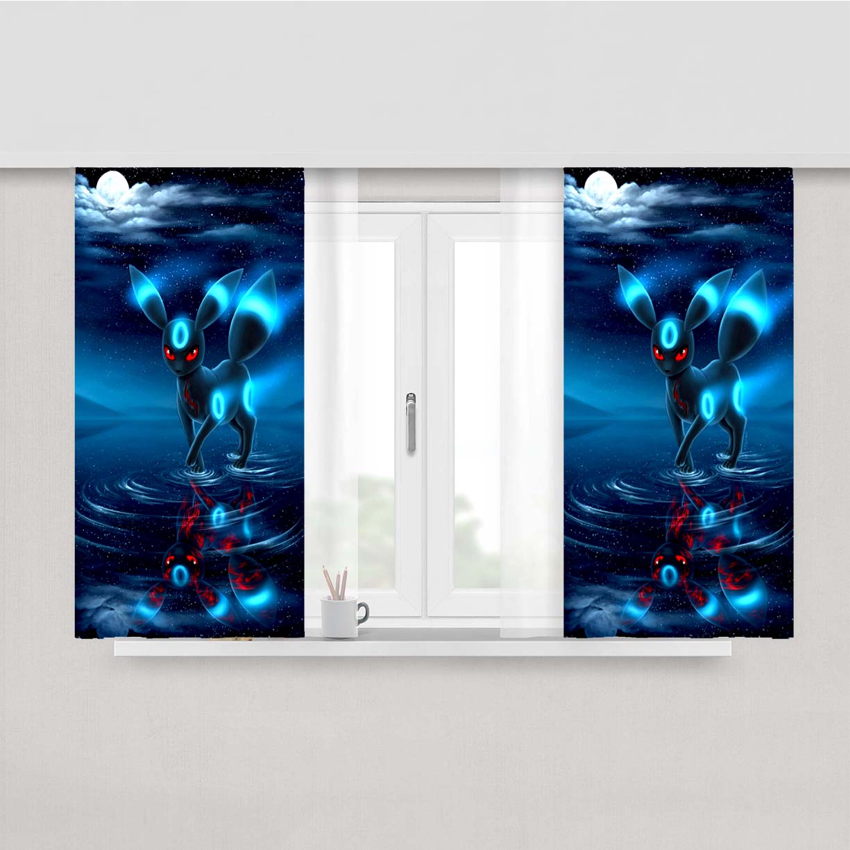 Pokemon Umbreon Night Peach Skin Window Curtains