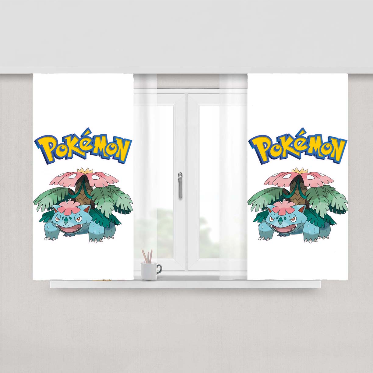 Pokemon Venusaur Pokedex Peach Skin Window Curtains
