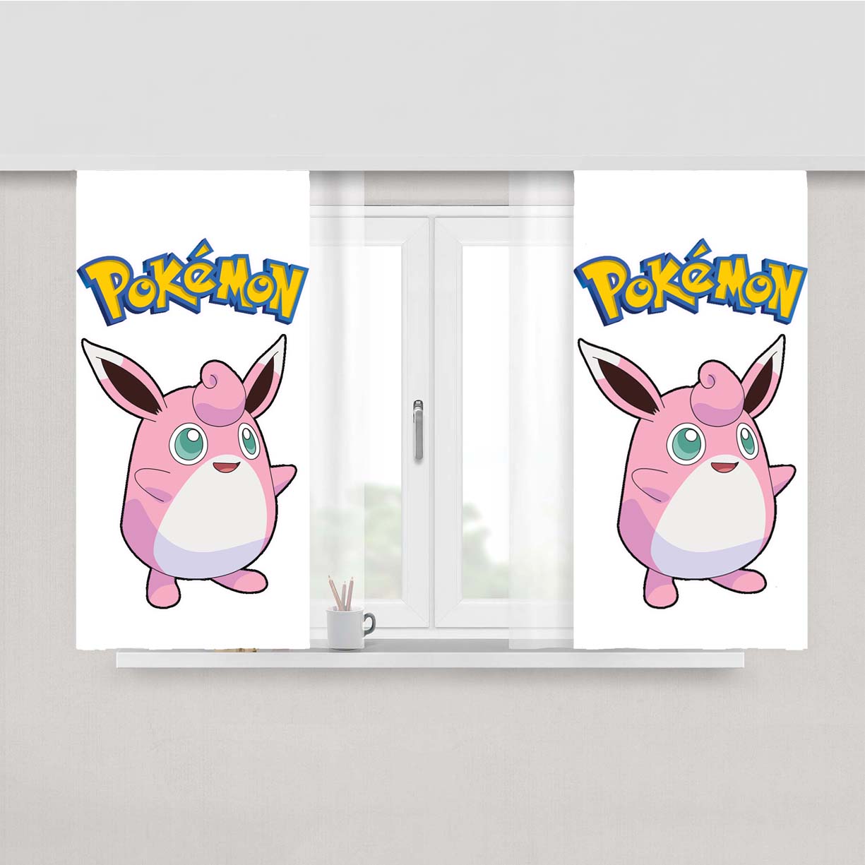 Pokemon Wigglytuff Pokedex Peach Skin Window Curtains