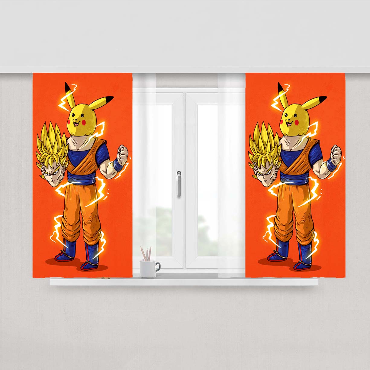 Pokemon X Dragon Balls Peach Skin Window Curtains