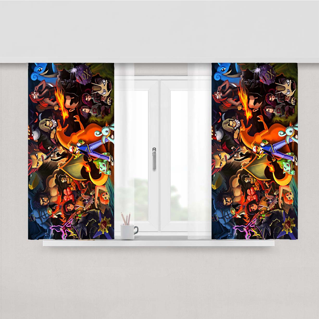 Pokemon Xy All Peach Skin Window Curtains