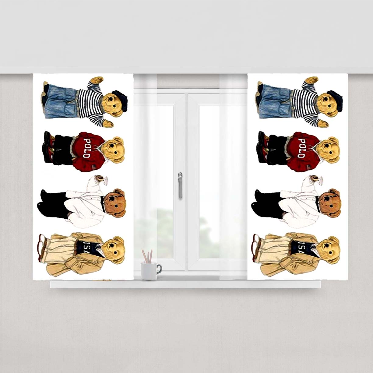 Polo Bear Collaction Usa Peach Skin Window Curtains