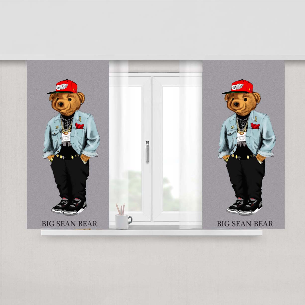 Polo Big Sean Bear Peach Skin Window Curtains