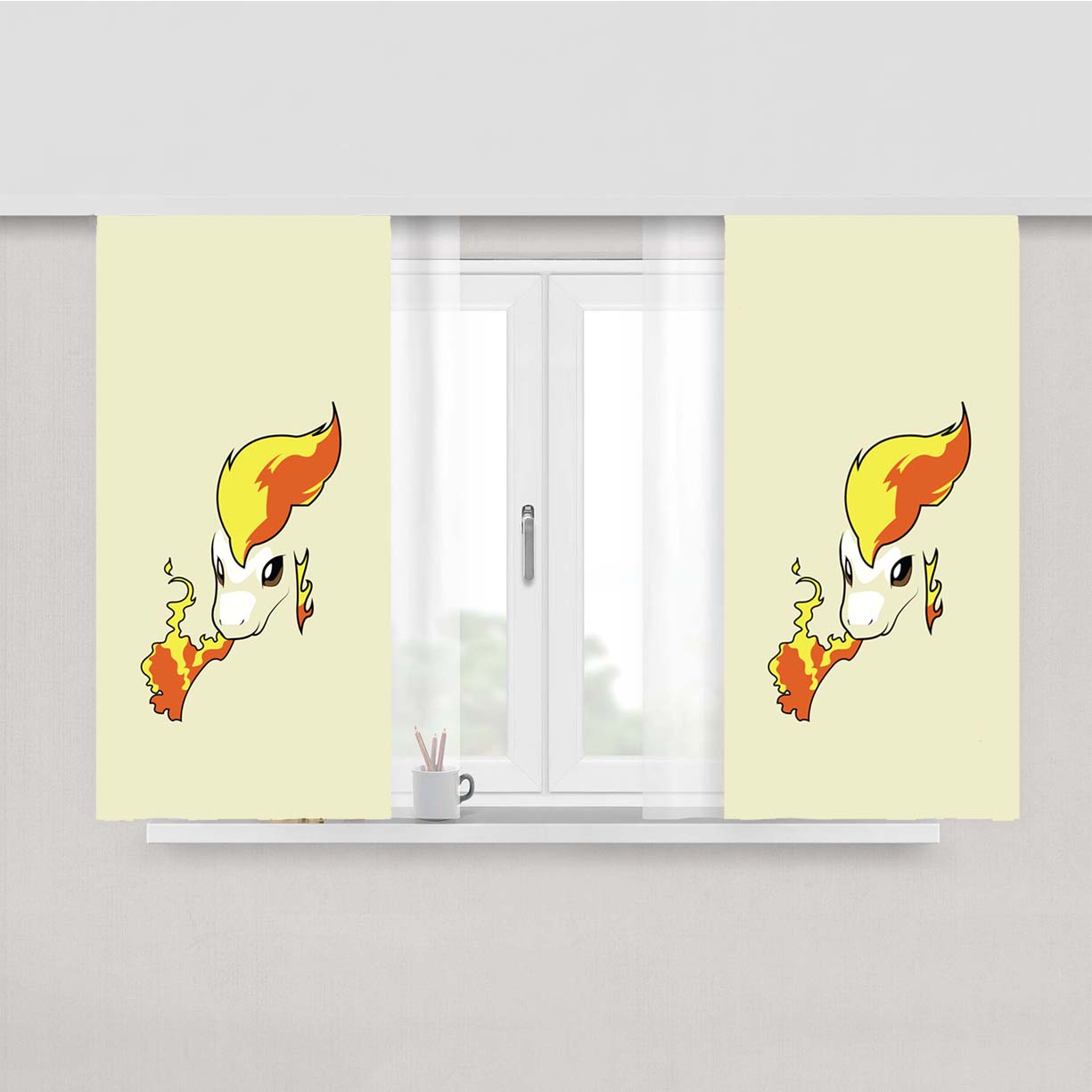 Ponyta Pokemon Peach Skin Window Curtains