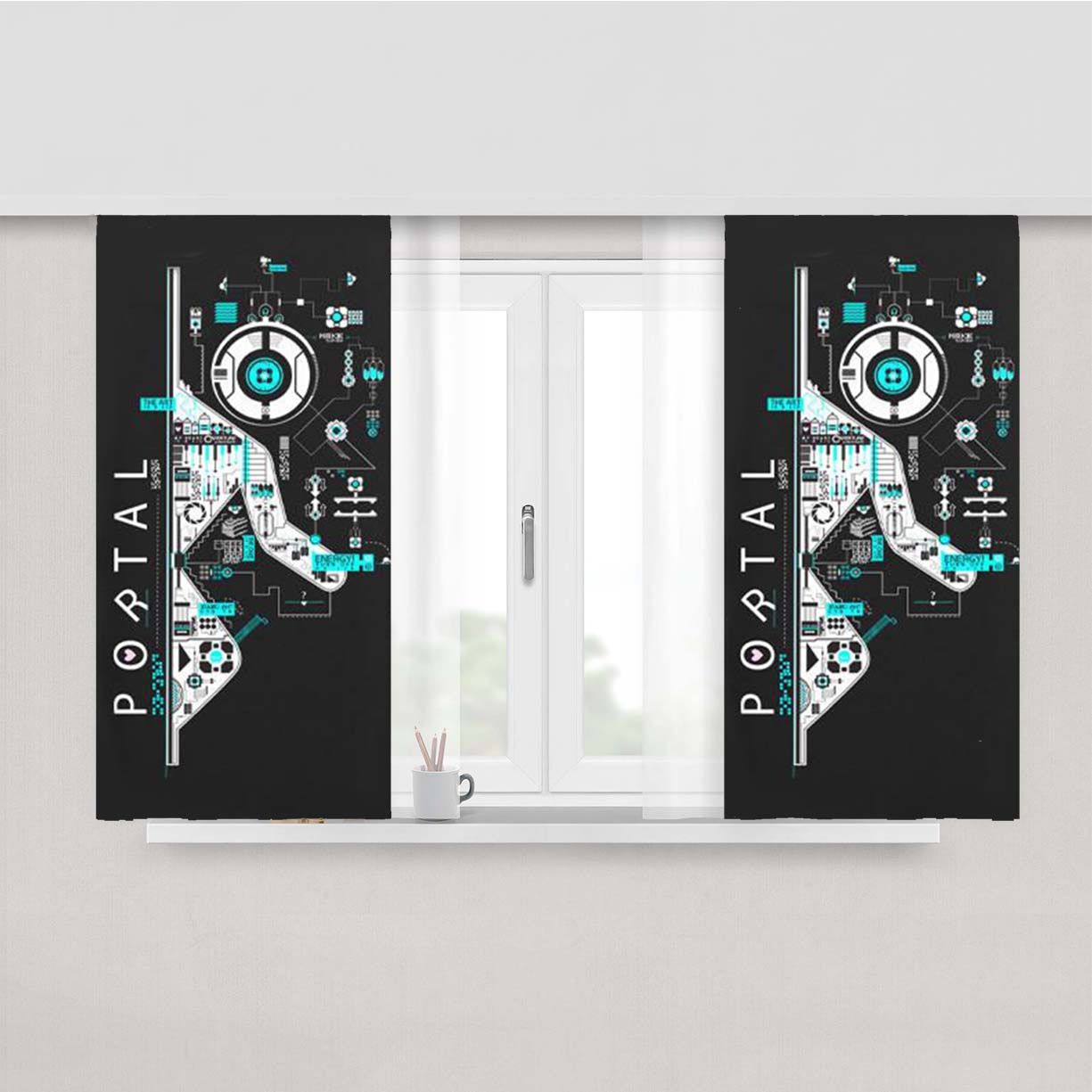 Portal Game Art Peach Skin Window Curtains