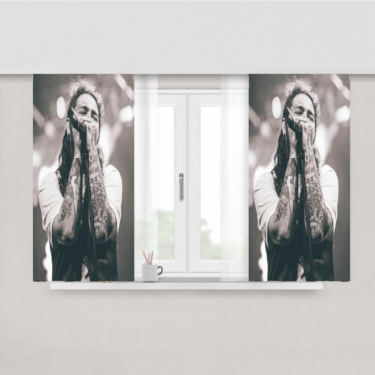 Post Malone Rappe Peach Skin Window Curtains