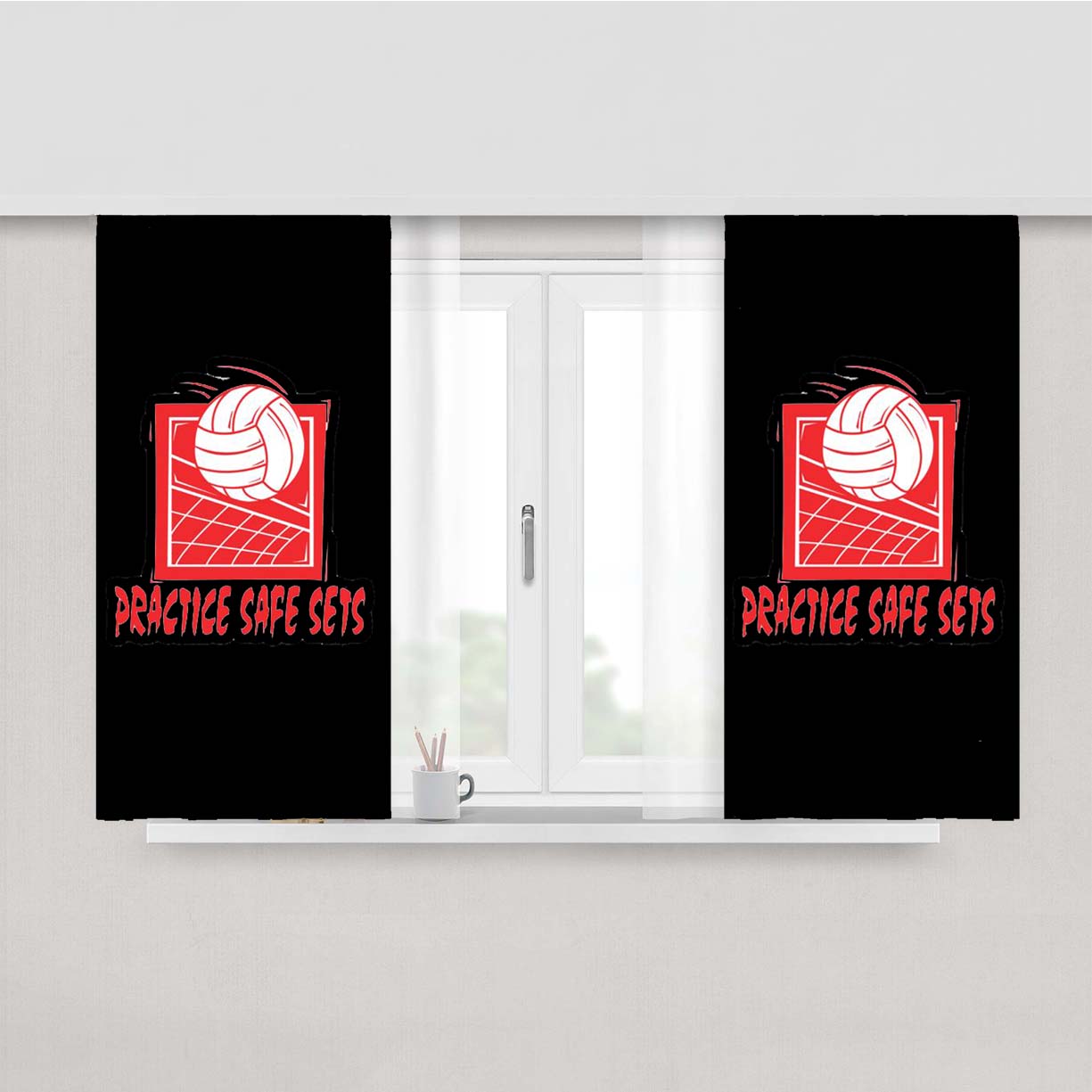 Practice Safe Sets Peach Skin Window Curtains