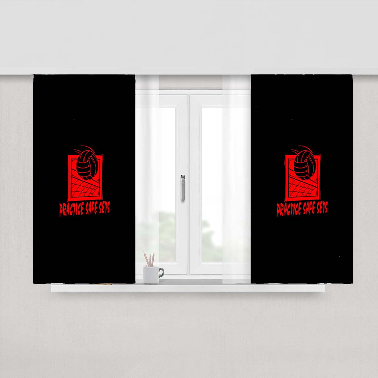 Practice Safe Sets Funny Gym Fitness Peach Skin Window Curtains