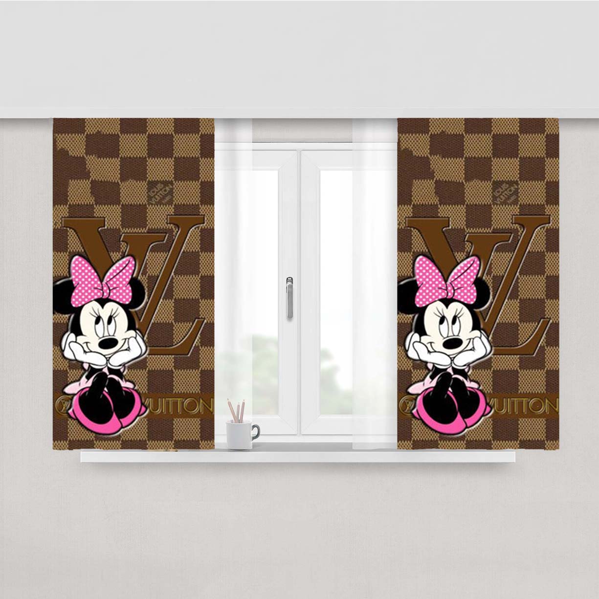 Pretty Minnie Mouse Fashion Lv Peach Skin Window Curtains