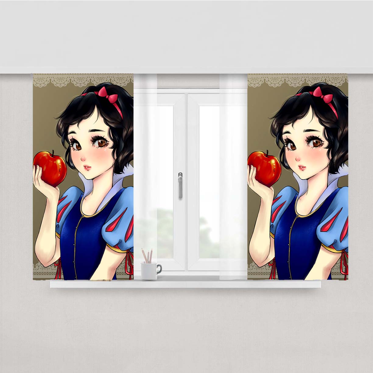 Princes Snow White Peach Skin Window Curtains