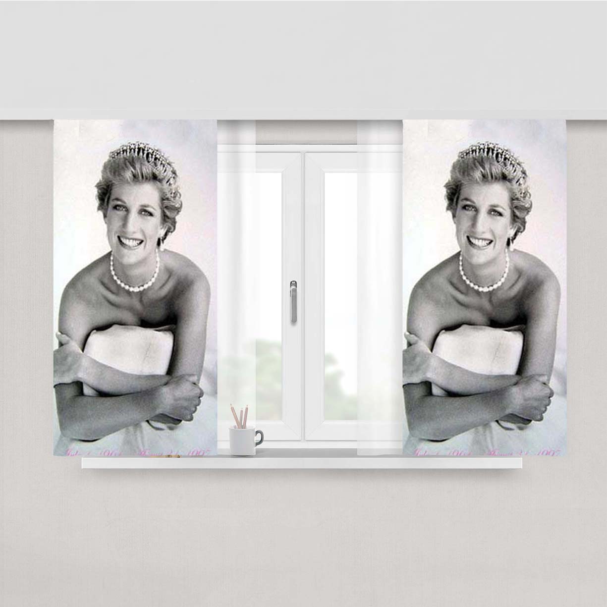 Princess Di Grey Peach Skin Window Curtains