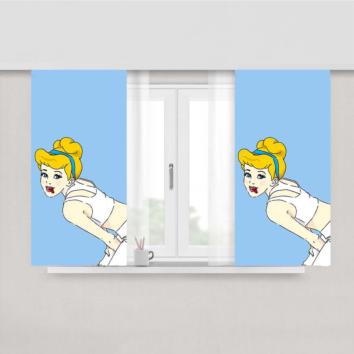 Princess Snow White Miley Cyrus Style Peach Skin Window Curtains