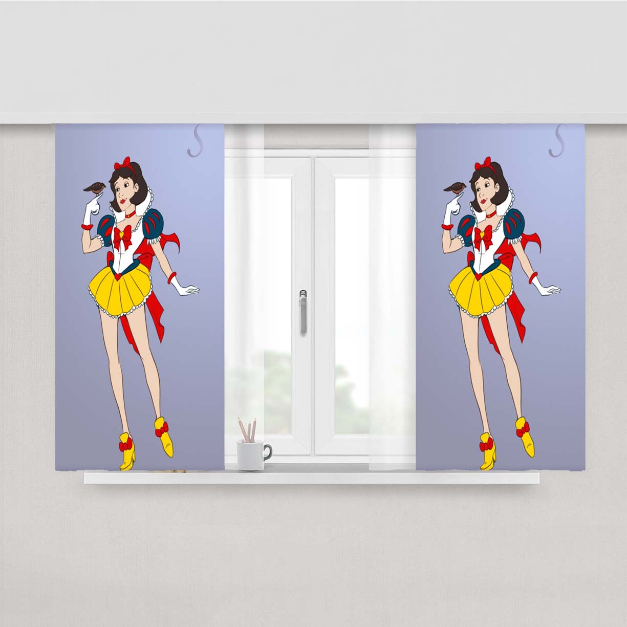 Princess Snow White Sailor Peach Skin Window Curtains