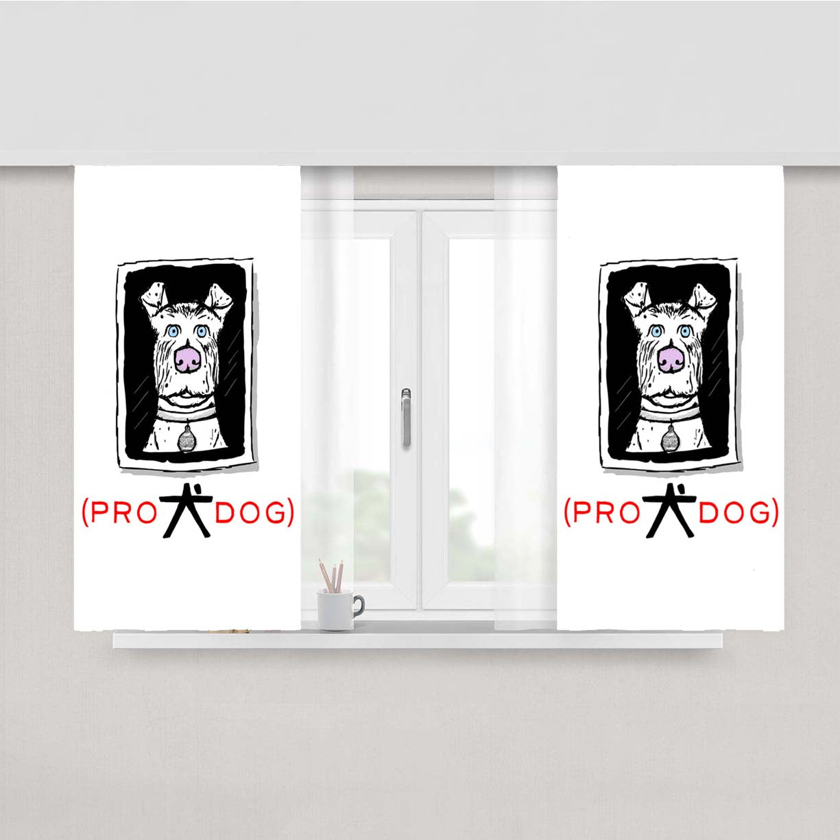 Pro Dog Design Inspired By Isle Of Dogs Peach Skin Window Curtains