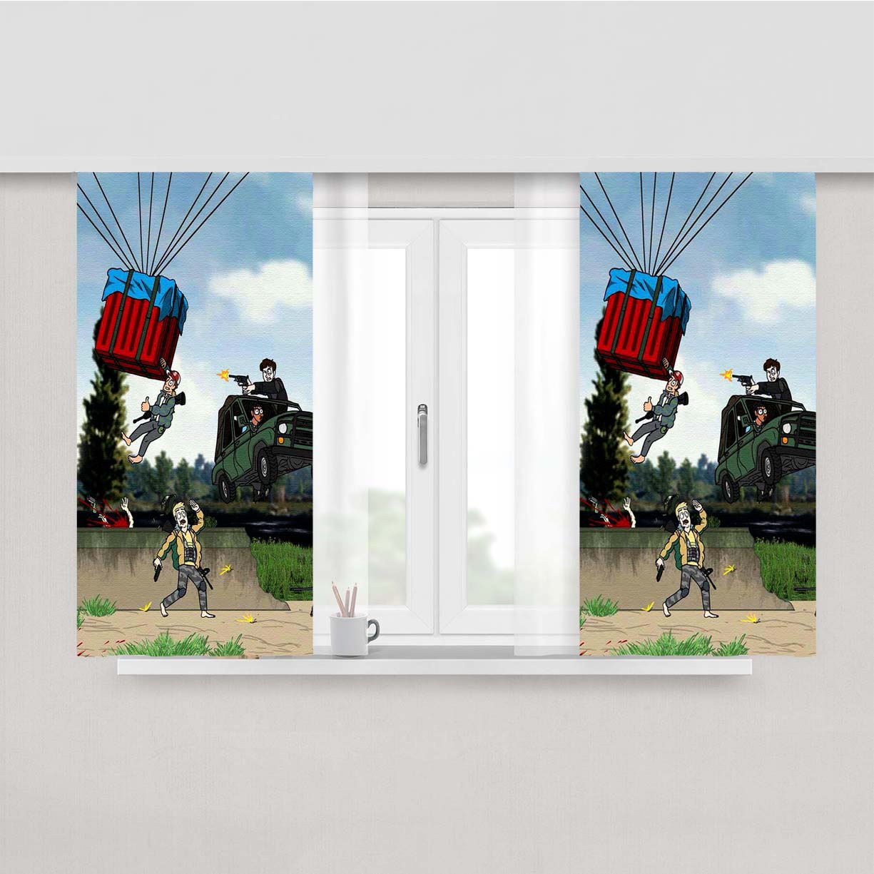 Pubg Meme Peach Skin Window Curtains