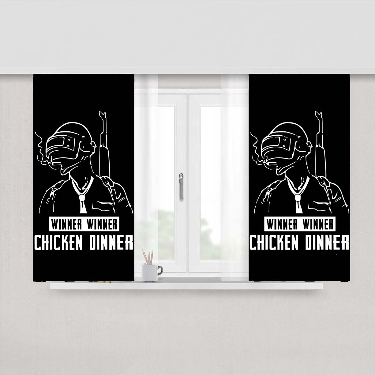 Pubg Siluet Chicken Dinner Peach Skin Window Curtains