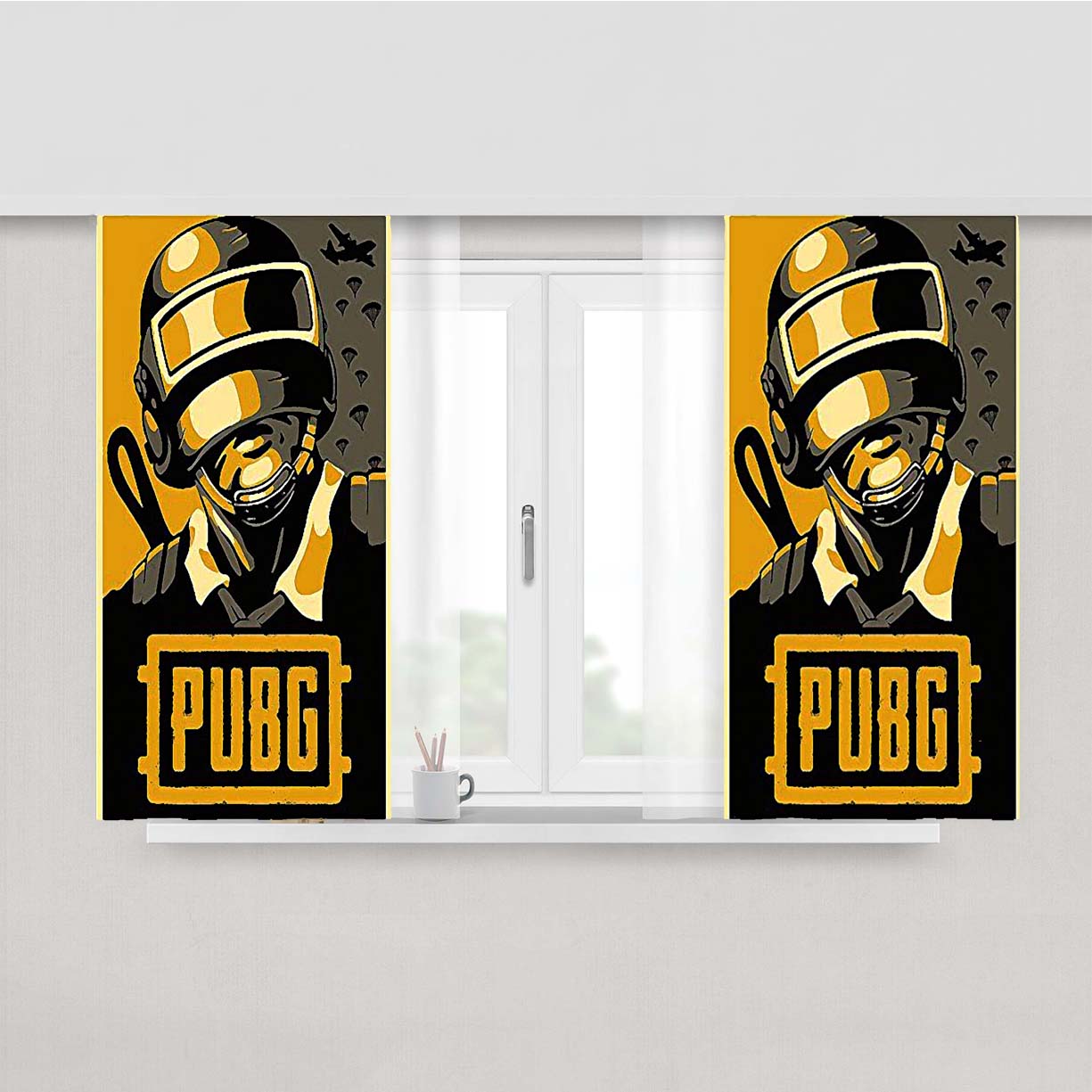 Pubg Winner Chicken Dinner Peach Skin Window Curtains