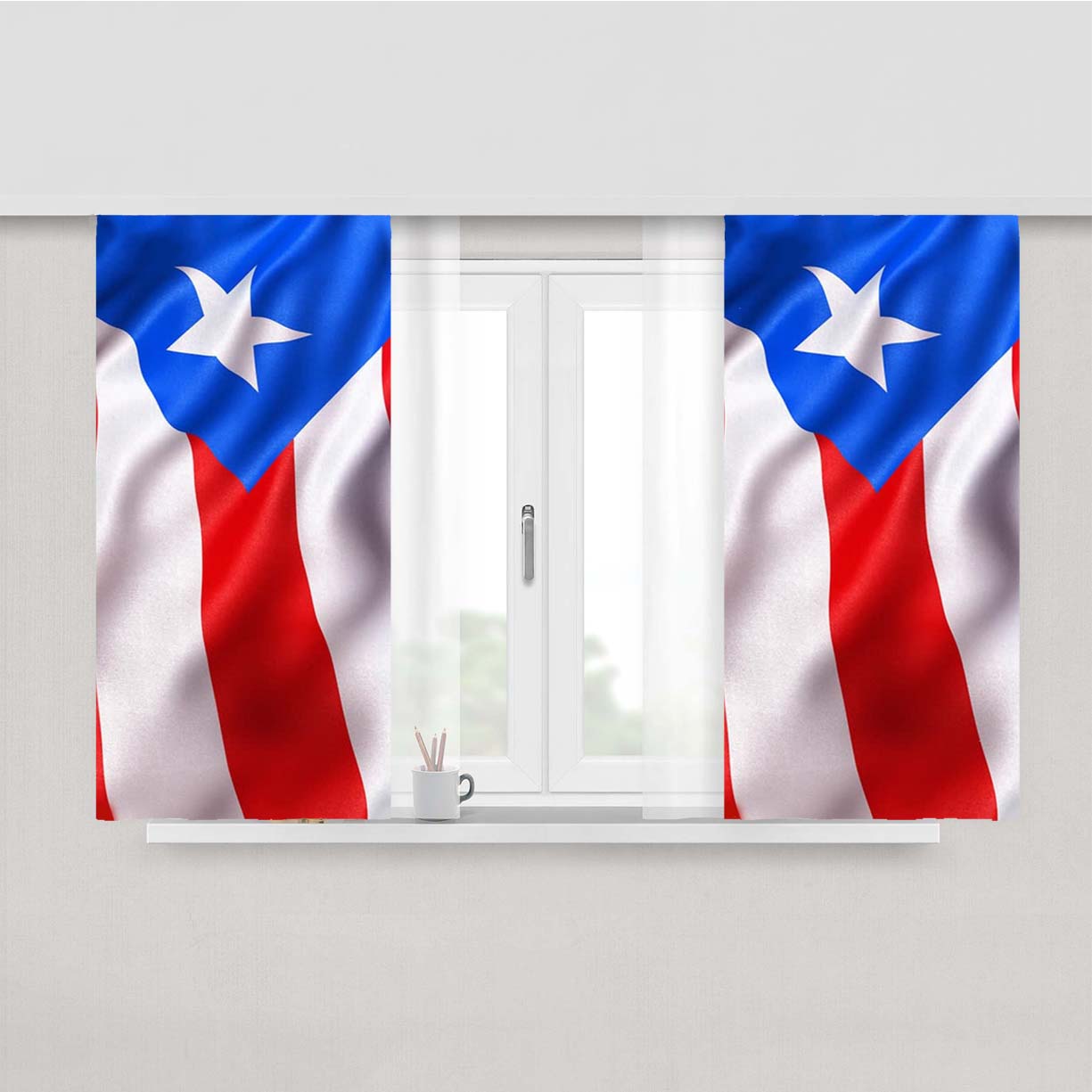 Puerto Rico Flag Peach Skin Window Curtains