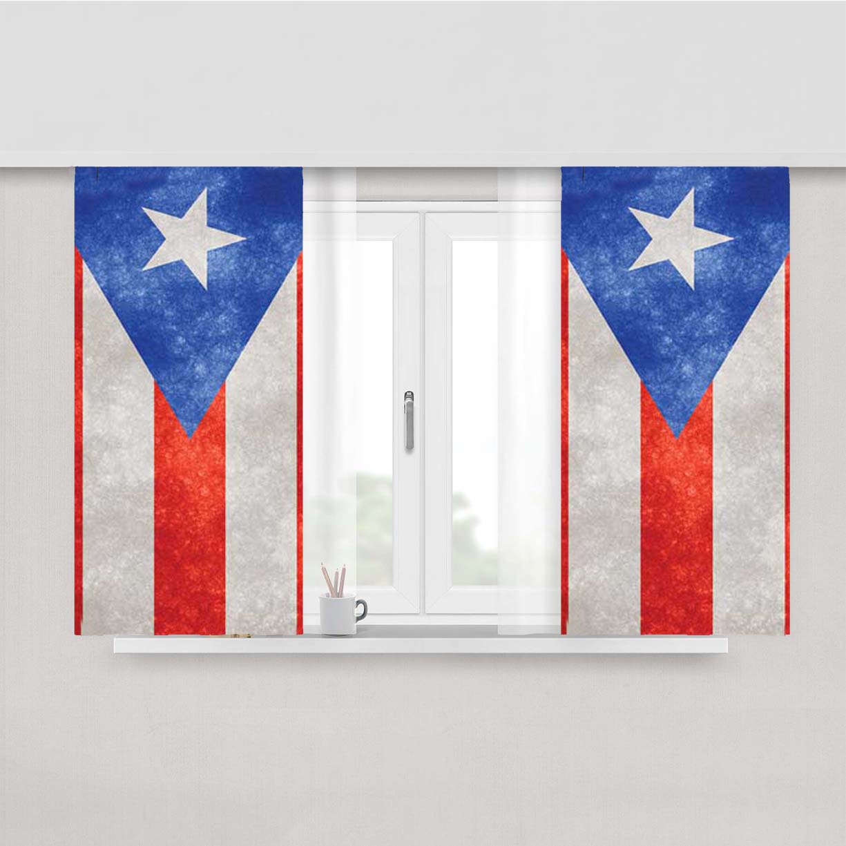 Puerto Rico Flag Texture Peach Skin Window Curtains