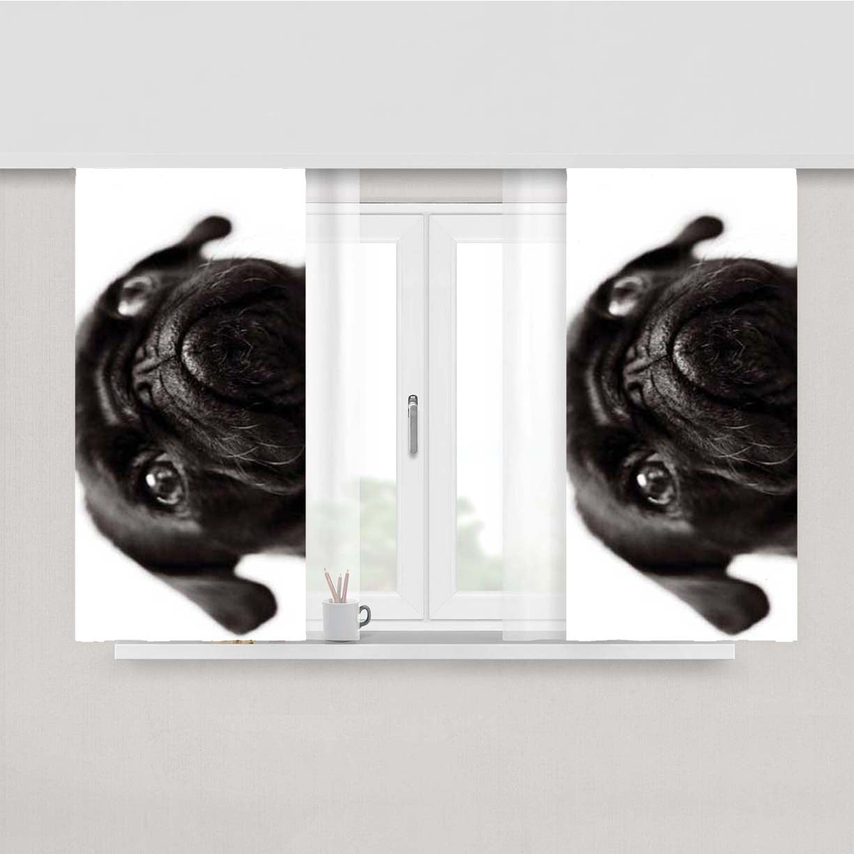 Pug Blk Peach Skin Window Curtains