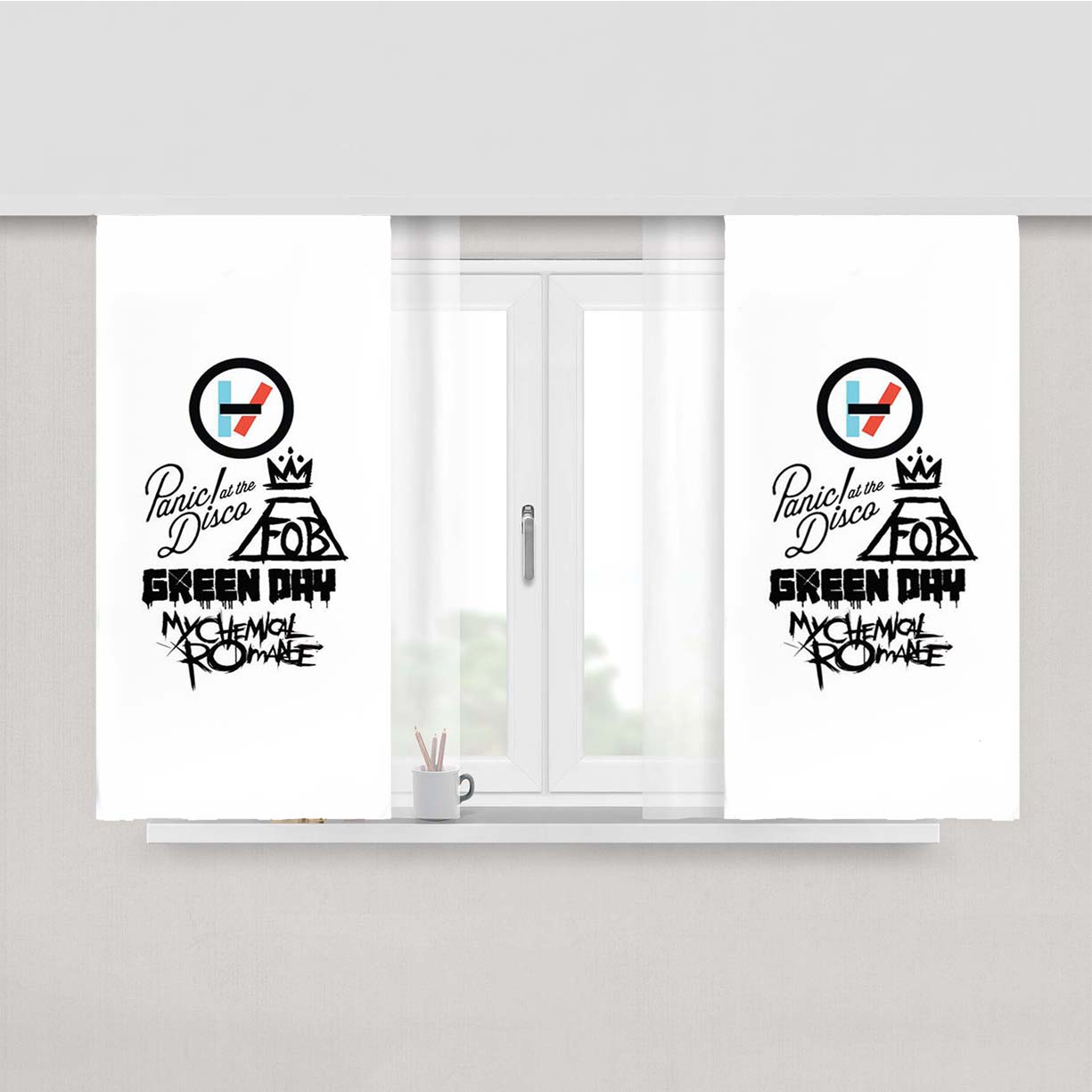 Punk Rock Bands Peach Skin Window Curtains