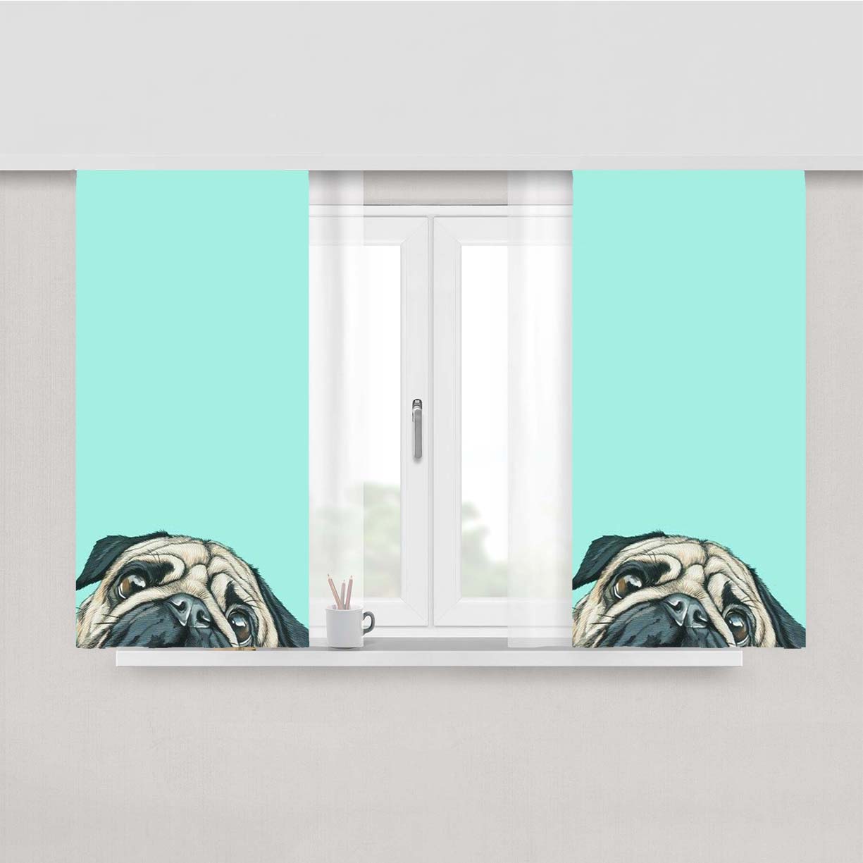 Puppy Art Peach Skin Window Curtains