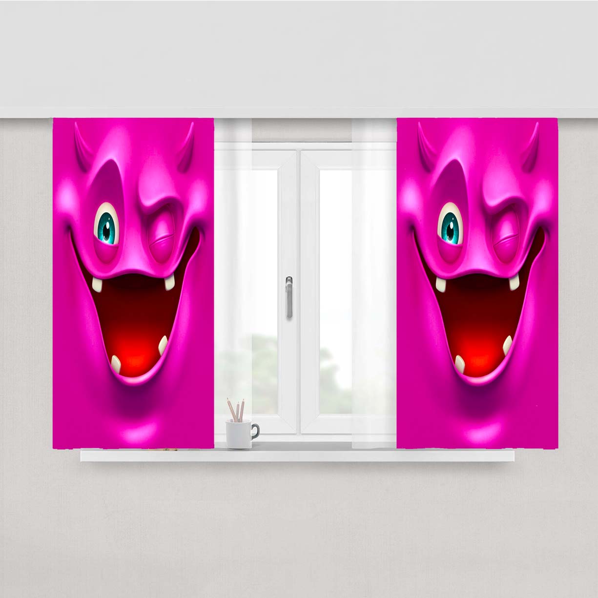 Purple Ghost Peach Skin Window Curtains