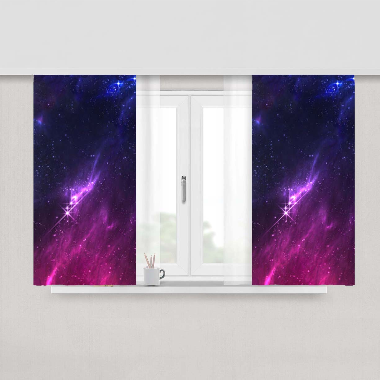 Purple Space Peach Skin Window Curtains