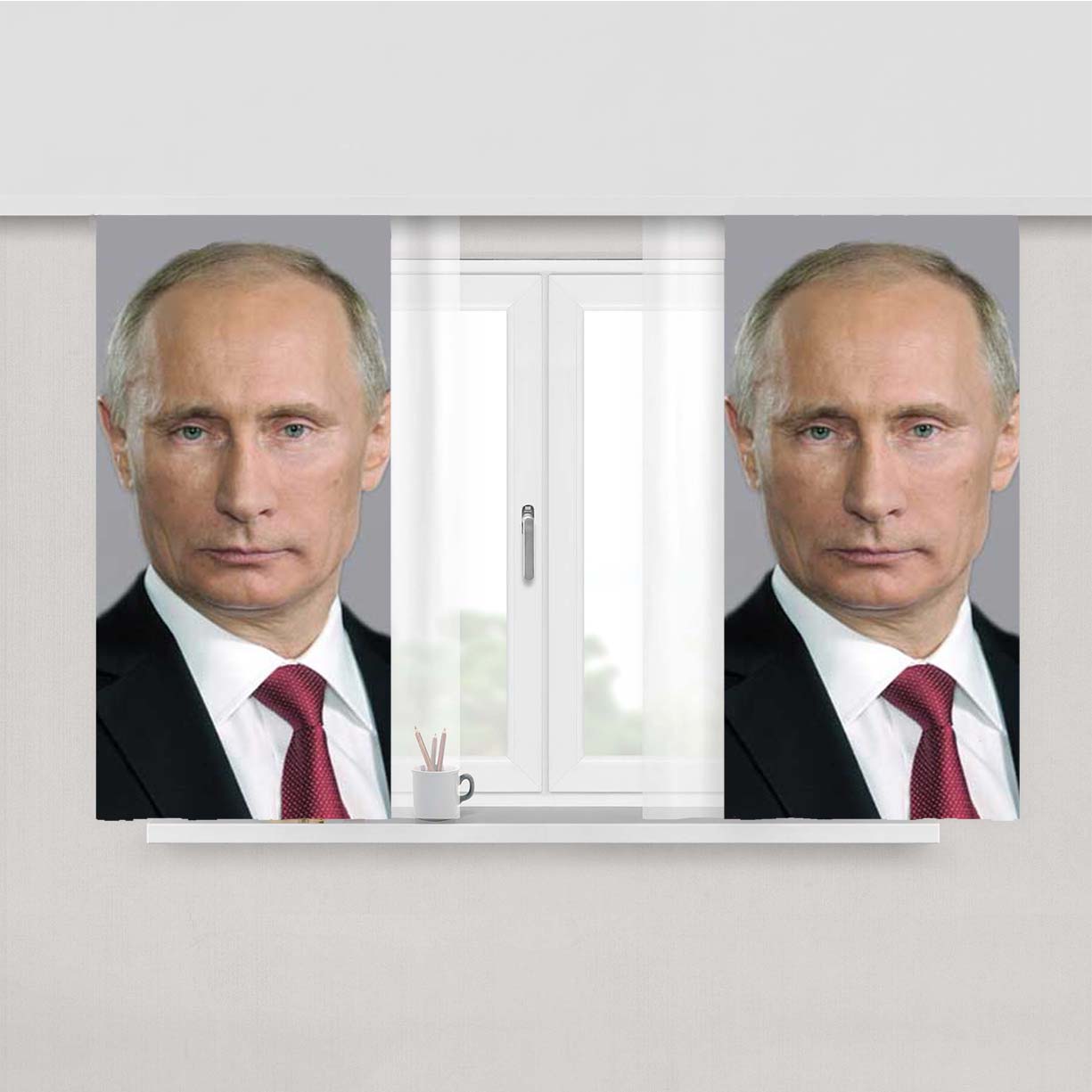 Putin Face Peach Skin Window Curtains