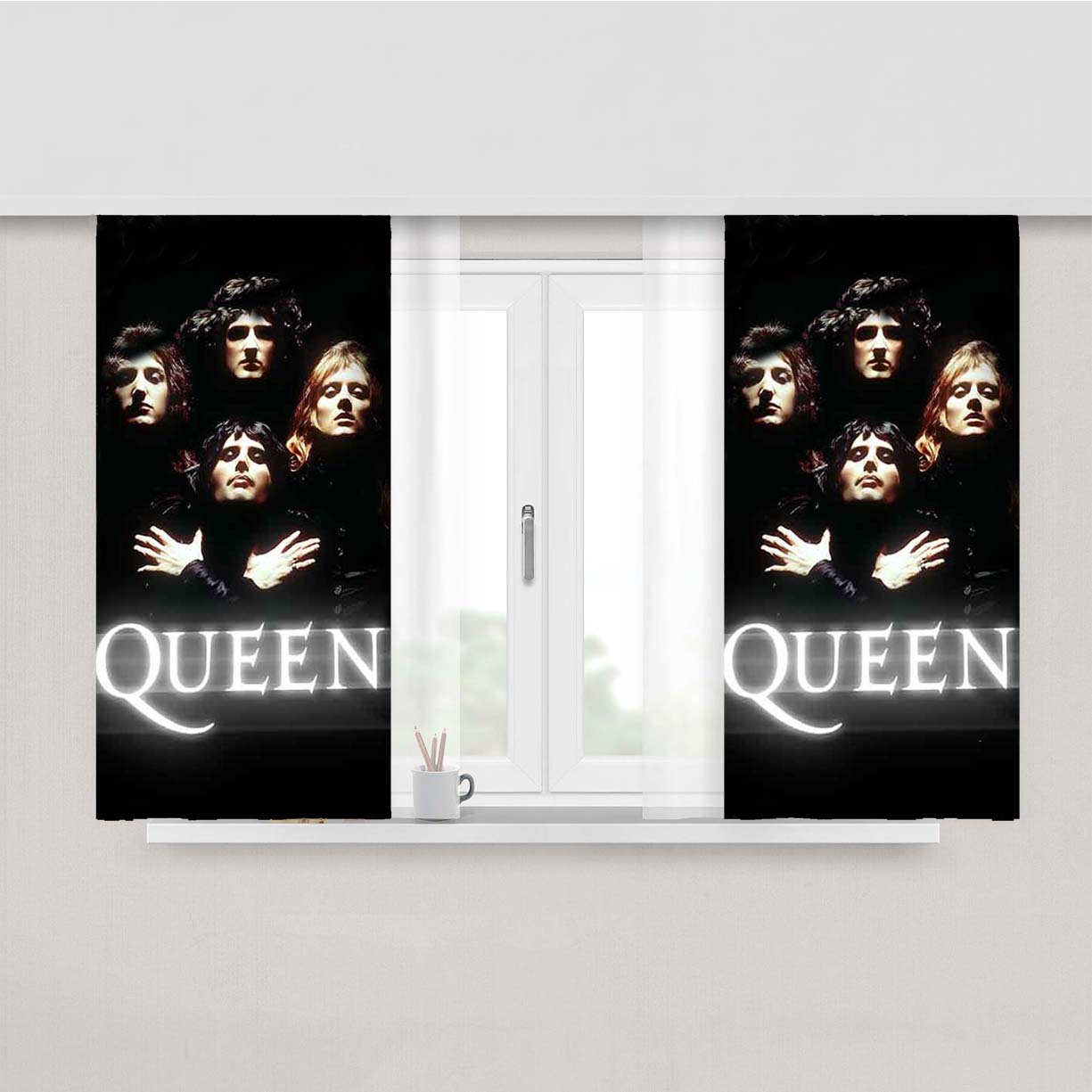 Queen Rock Band Peach Skin Window Curtains