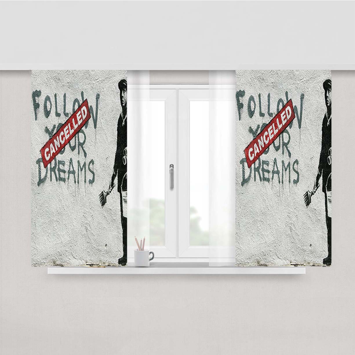 Quote Follow Your Dreams Peach Skin Window Curtains