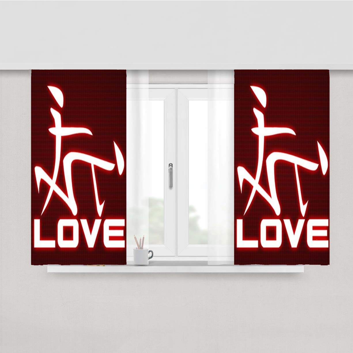 Quote Love Peach Skin Window Curtains