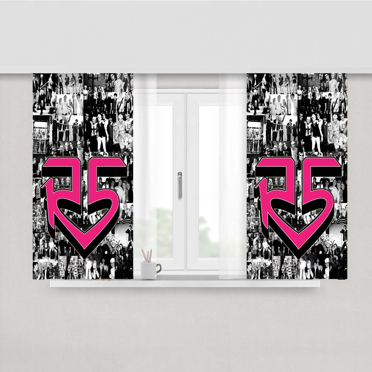 R5 Louder Band Peach Skin Window Curtains