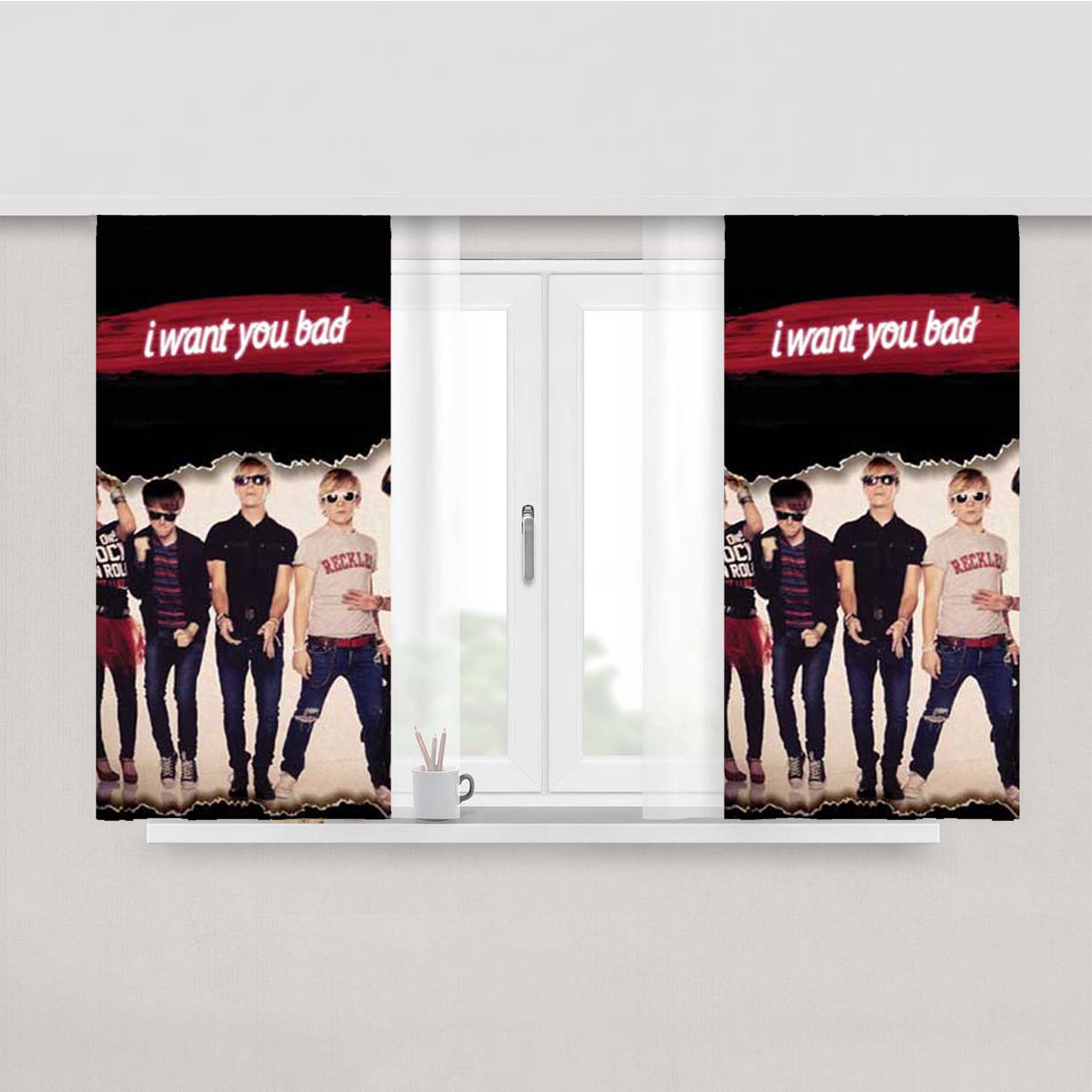 R5 Want You Bad Peach Skin Window Curtains