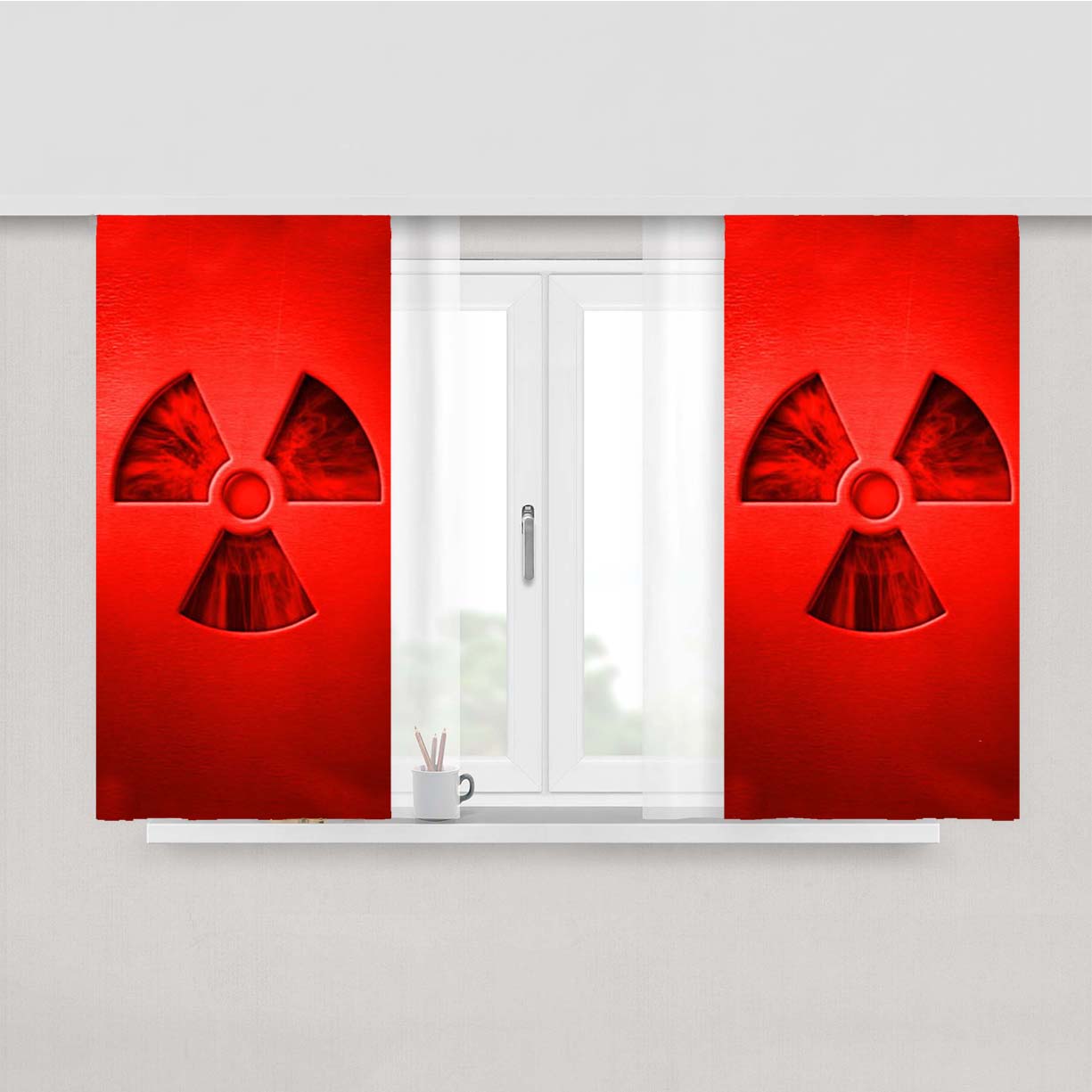 Radio Active Logo Peach Skin Window Curtains
