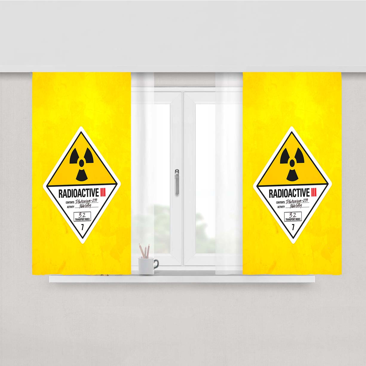 Radioactive Sign Peach Skin Window Curtains