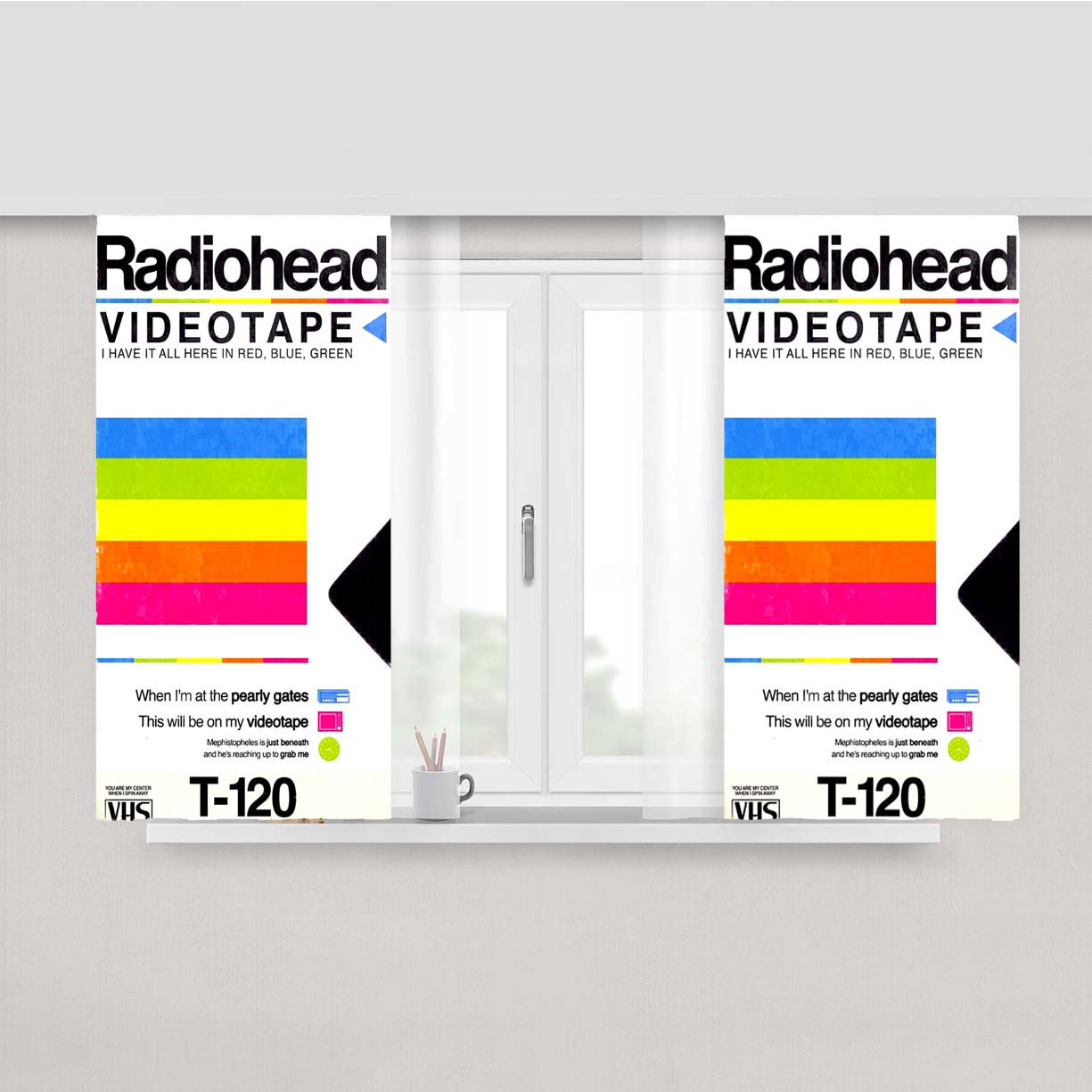 Radiohead Videotape Classic Vintage Peach Skin Window Curtains